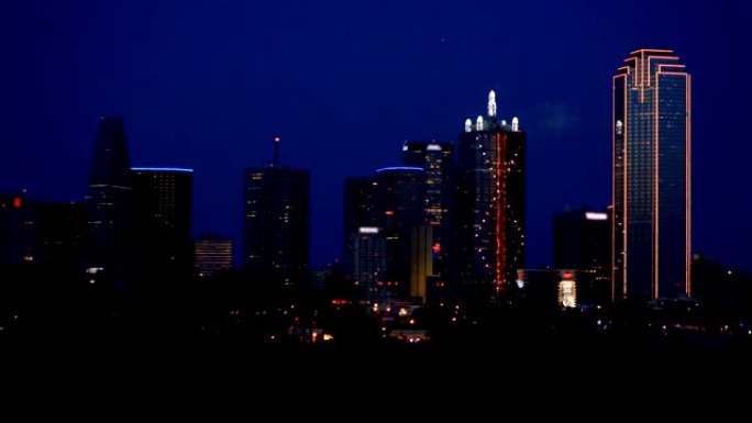 达拉斯,TX夜景空镜头灯光