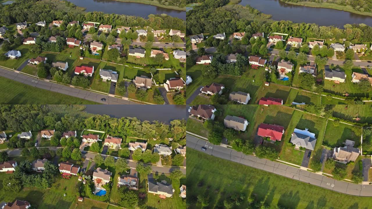 沿河居民区的房屋视图