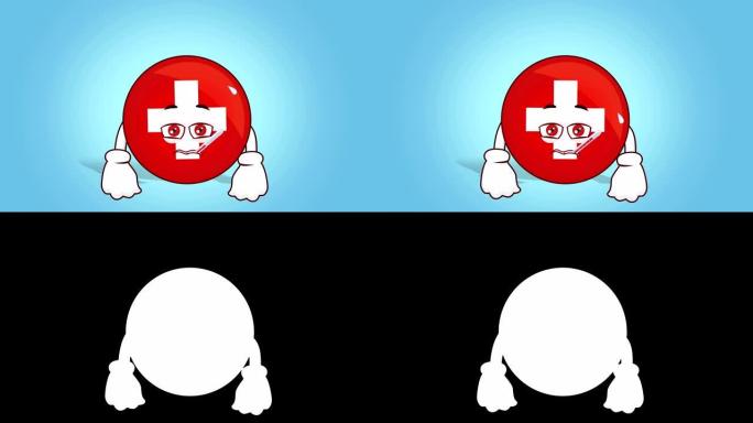 卡通图标旗瑞士面对阿尔法哑光动画病