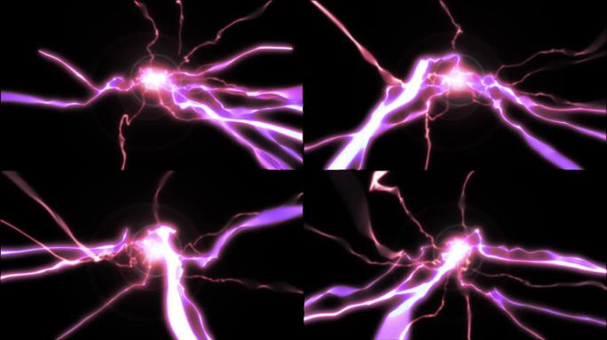 紫色电闪电火花循环效果动画