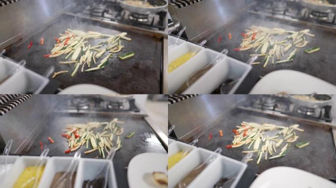 素食烹饪铁板炒菜厨房厨师