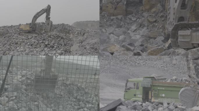 石料厂 采石场 挖掘机 拉石子 采沙场
