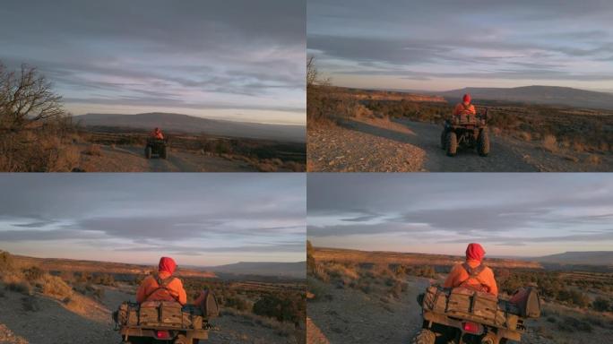 ATV 4 Wheeler大型游戏在科罗拉多州西部的高沙漠高原上狩猎