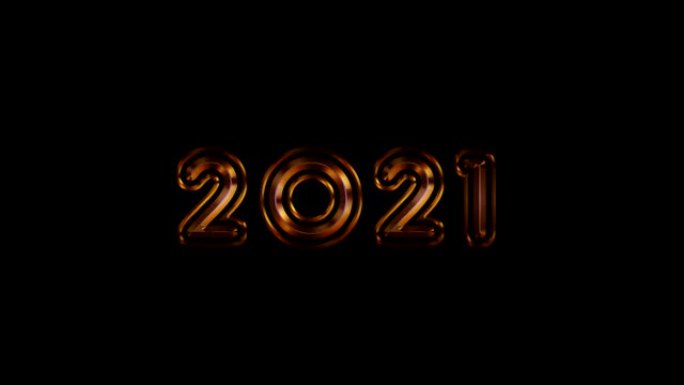 牛年。问候题词新年快乐2021在夜空和新年的星星和灯光的背景。