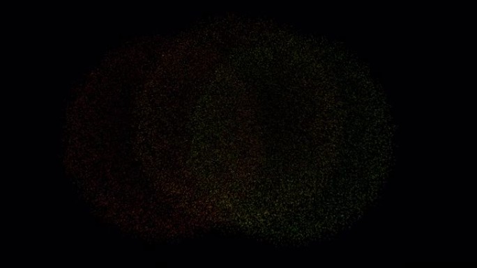 连续的烟花齐射隔离在黑色背景上。3d动画3d渲染特写视图。金红色，绿色。连续的烟花凌空隔离在