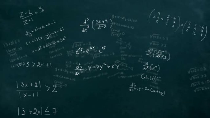 数学方程式在黑板上移动