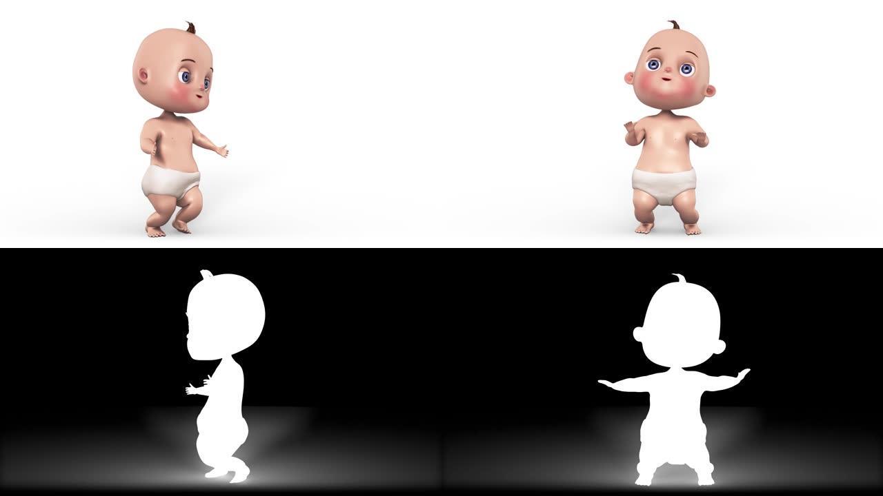 跳舞可爱的婴儿的3d动画。