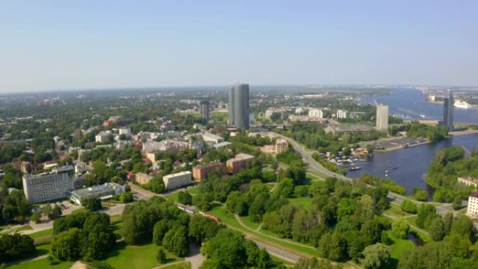 拉脱维亚里加市的空中全景。