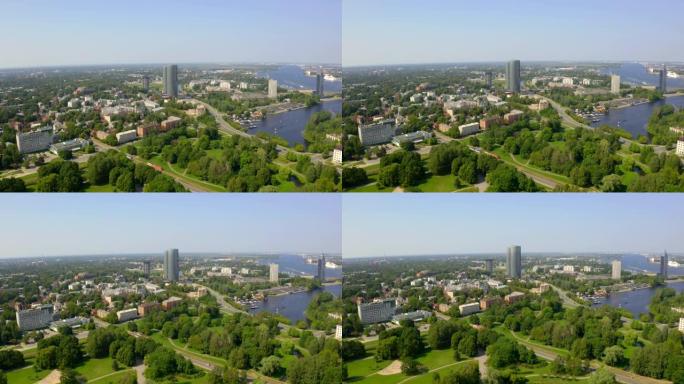 拉脱维亚里加市的空中全景。