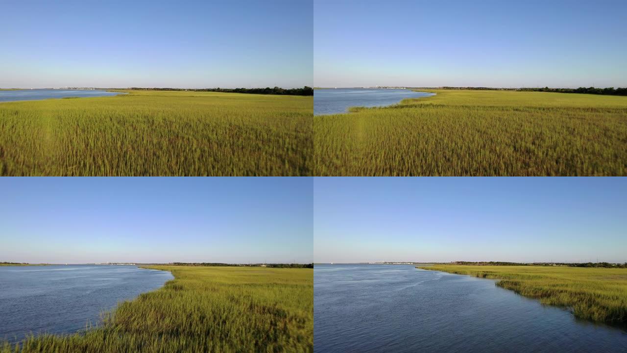 萨凡纳河沿岸的航拍湿地