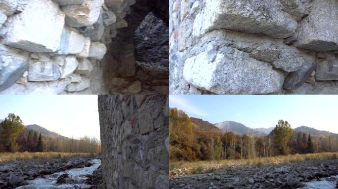 石头城堡，靠近墙壁和内部