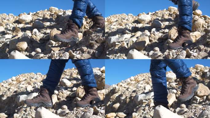 石头路 脚步特写 登山脚步 登山的脚步
