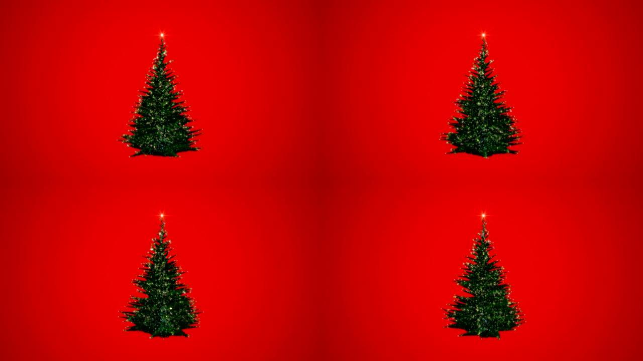 圣诞节日灯树旋转，对着红色