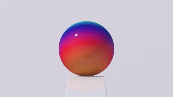 彩虹球滚动。特写。抽象动画，3d渲染。