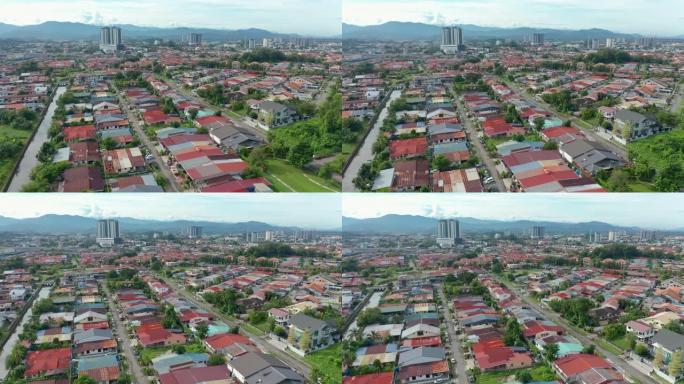 马来西亚沙巴州亚庇市当地生活方式住宅的航拍画面