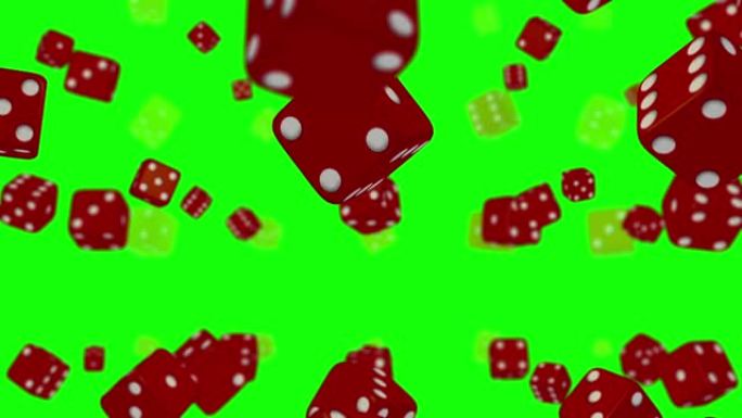 红色骰子循环绿色屏幕