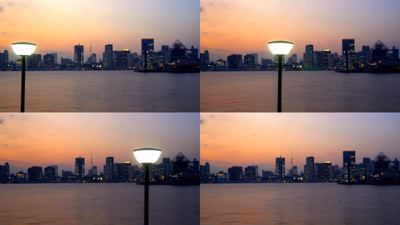 黄昏时的东京湾和彩虹桥