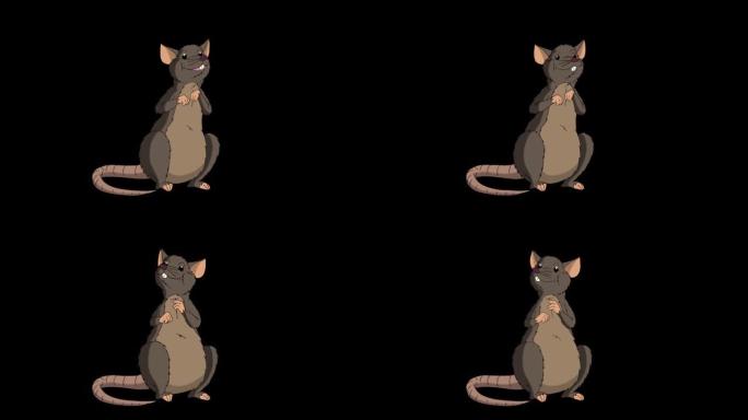 棕色老鼠坐着说话动画阿尔法哑光