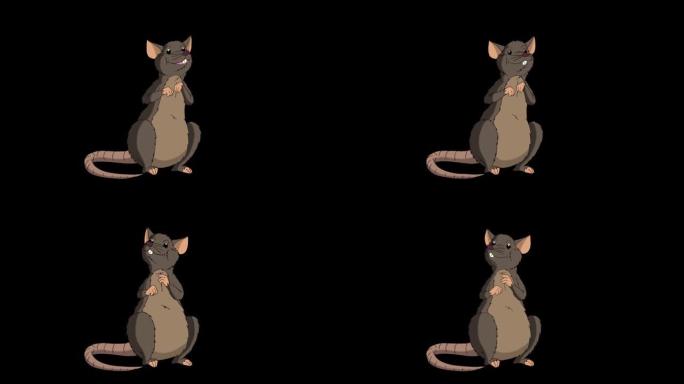棕色老鼠坐着说话动画阿尔法哑光