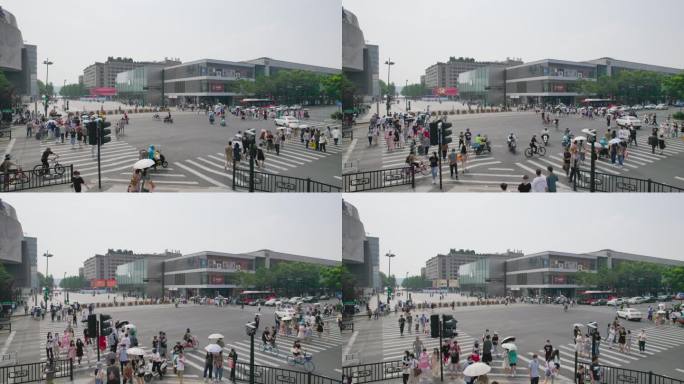 城市行人过马路