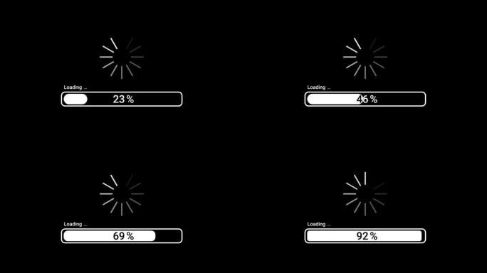 加载或进度条。将数据动态百分比指标从1上传到100。快速网络连接