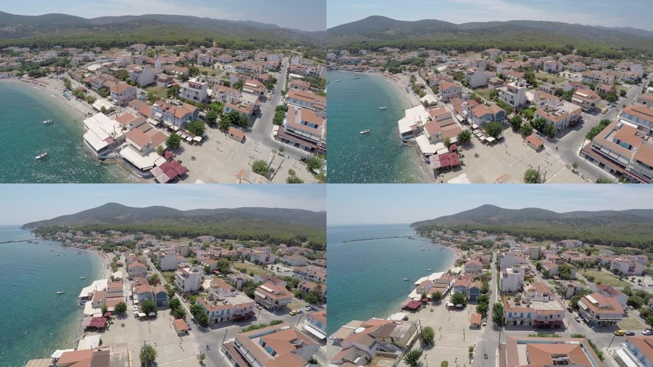 希腊萨摩斯岛Ireo村的鸟瞰图