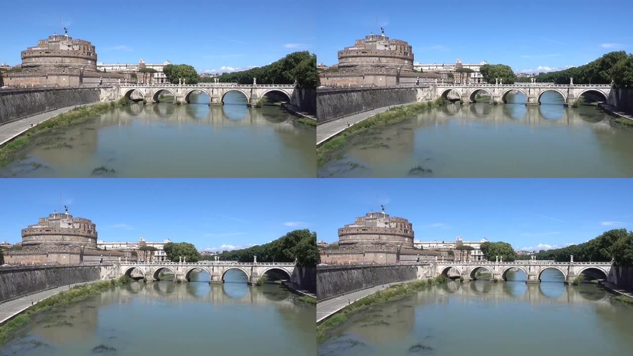 罗马、圣天使城堡、圣天使桥、台伯河。