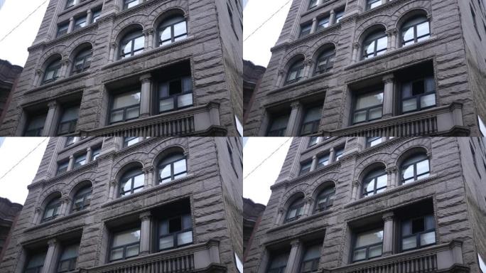 市区阴天办公楼二层窗户的拍摄