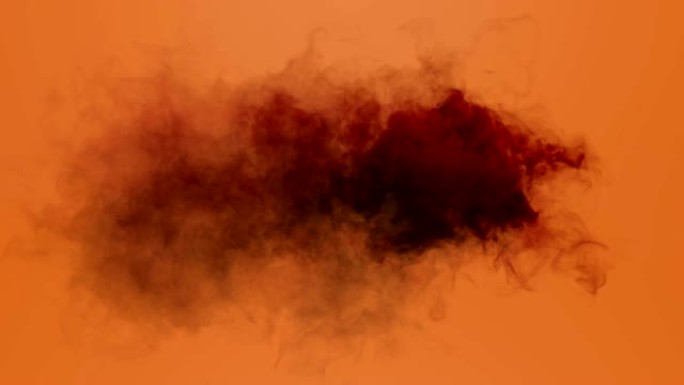 灰色烟云在橙色背景上出现和消失的动画