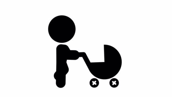 图标婴儿车mg动画行人人物黑白图案