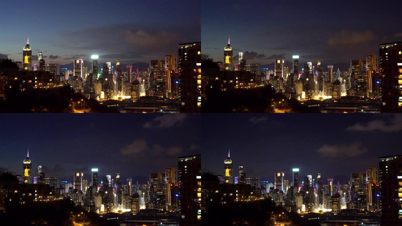 香港跑马地黄昏至夜间城市交通延时