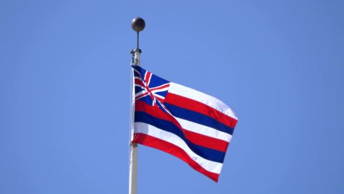 夏威夷旗帜迎风飘扬，4k慢镜头，60fps