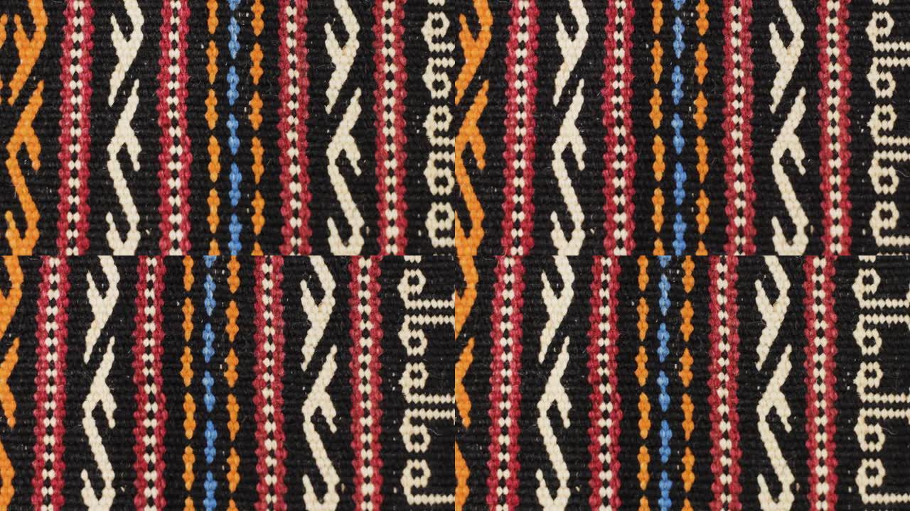 阿兹特克刺绣图案彩色缝线毯子对称