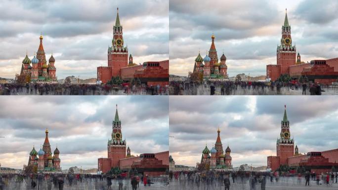 俄罗斯莫斯科红场、克里姆林宫和圣巴兹尔大教堂的过度失职。