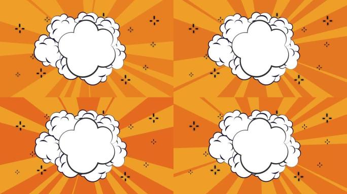 波普艺术风格橙色背景与云端动画