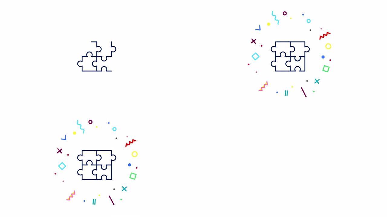 团队工作线图标动画。带阿尔法通道的4k运动图形。