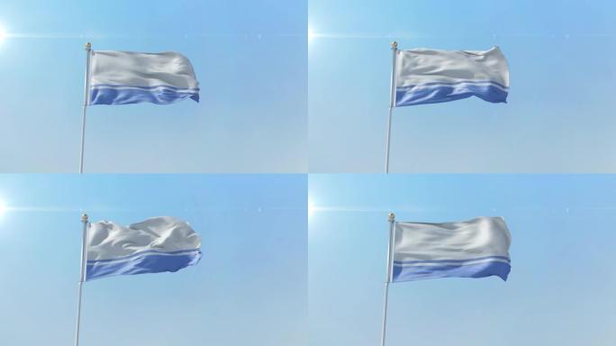 阿尔泰共和国旗帜与晴朗的天空