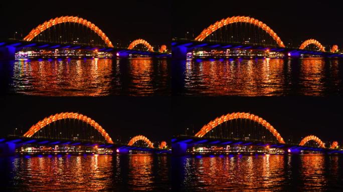 越南岘港龙桥夜景彩虹桥