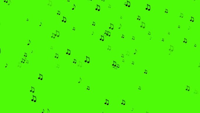 绿屏音符随着作曲家的旋律而流淌。与alpha隔离很容易键入。4K 2D动画