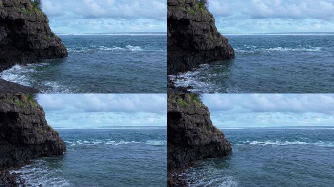 【4K航拍】海浪拍打岩石-溅起浪花