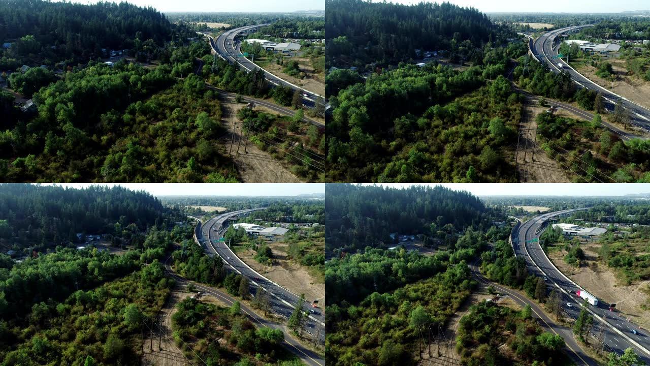 空中高速公路滑翔公路车森林夏季俄勒冈州国内地区