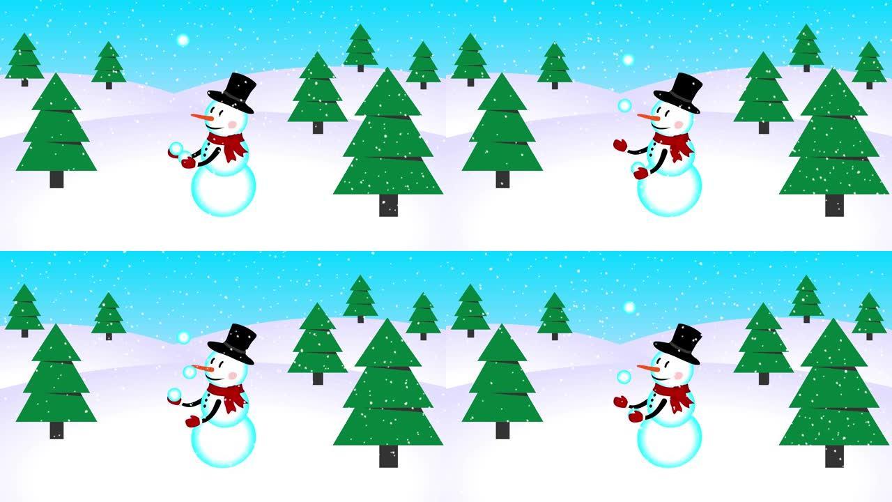 雪人杂耍雪球动画动画mg雪花雪人