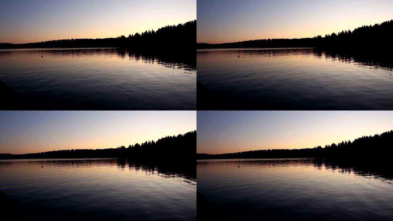 美国西雅图华盛顿湖的日落