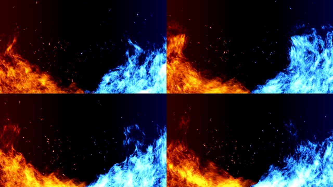 火与冰背景红色火焰蓝色火焰PK背景对决背