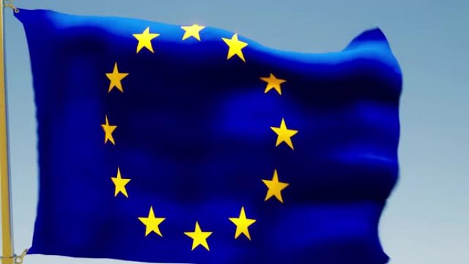 一个在风中飘扬的欧盟旗帜的动画