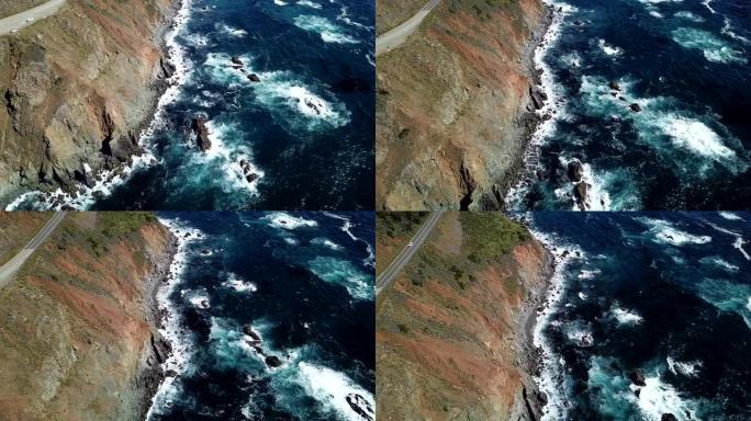 Big Sur拍摄的加利福尼亚海岸线与山脉的4k无人机航拍视频