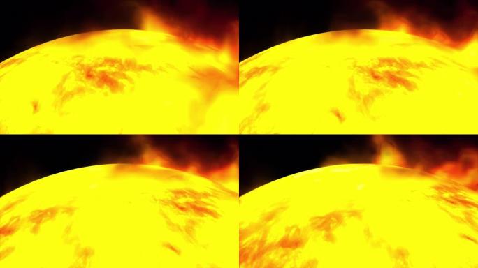 太阳耀斑旋转太阳的3D渲染。计算机生成的科学背景。该图像的元素由NASA呈现