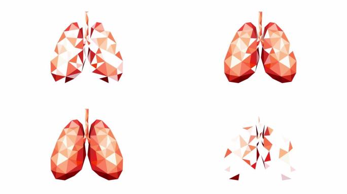 白底人肺设计的多边形艺术。