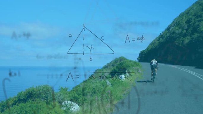 反对人在路上骑自行车的数学方程式和图表