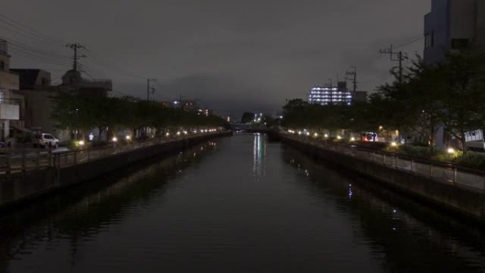 日本新川河，东京夜景